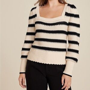 Maurices Black and Cream Striped Sweater